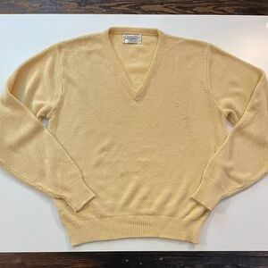 Vintage Christian Dior Pale Yellow V-Neck Sweater